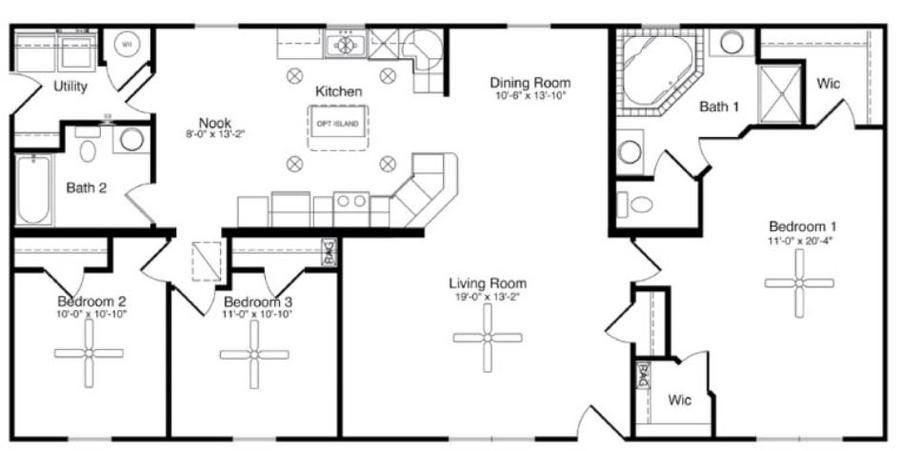 The Caldwell 1605 Square Foot Ranch Floor Plan